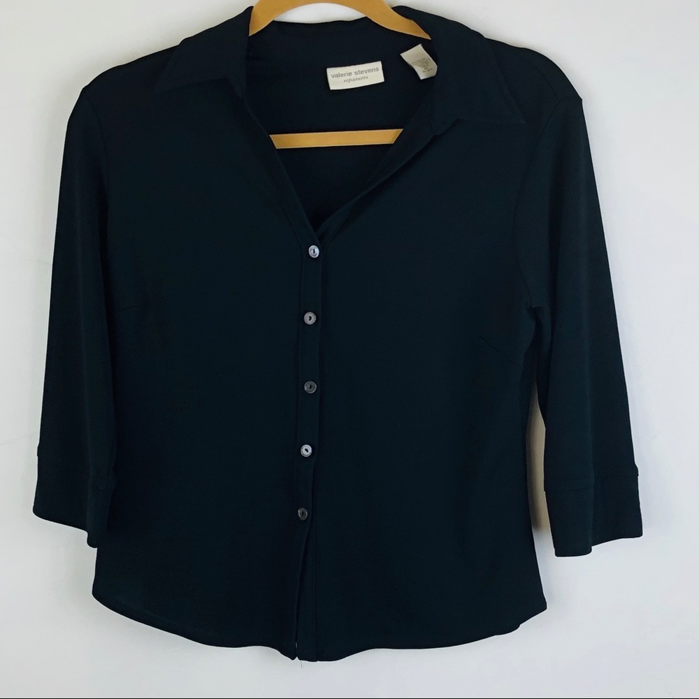 Valerie Stevens Black Blouse Medium
